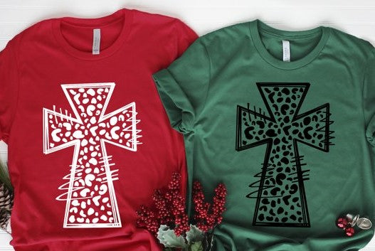 Leopard Cross in white lettering or black