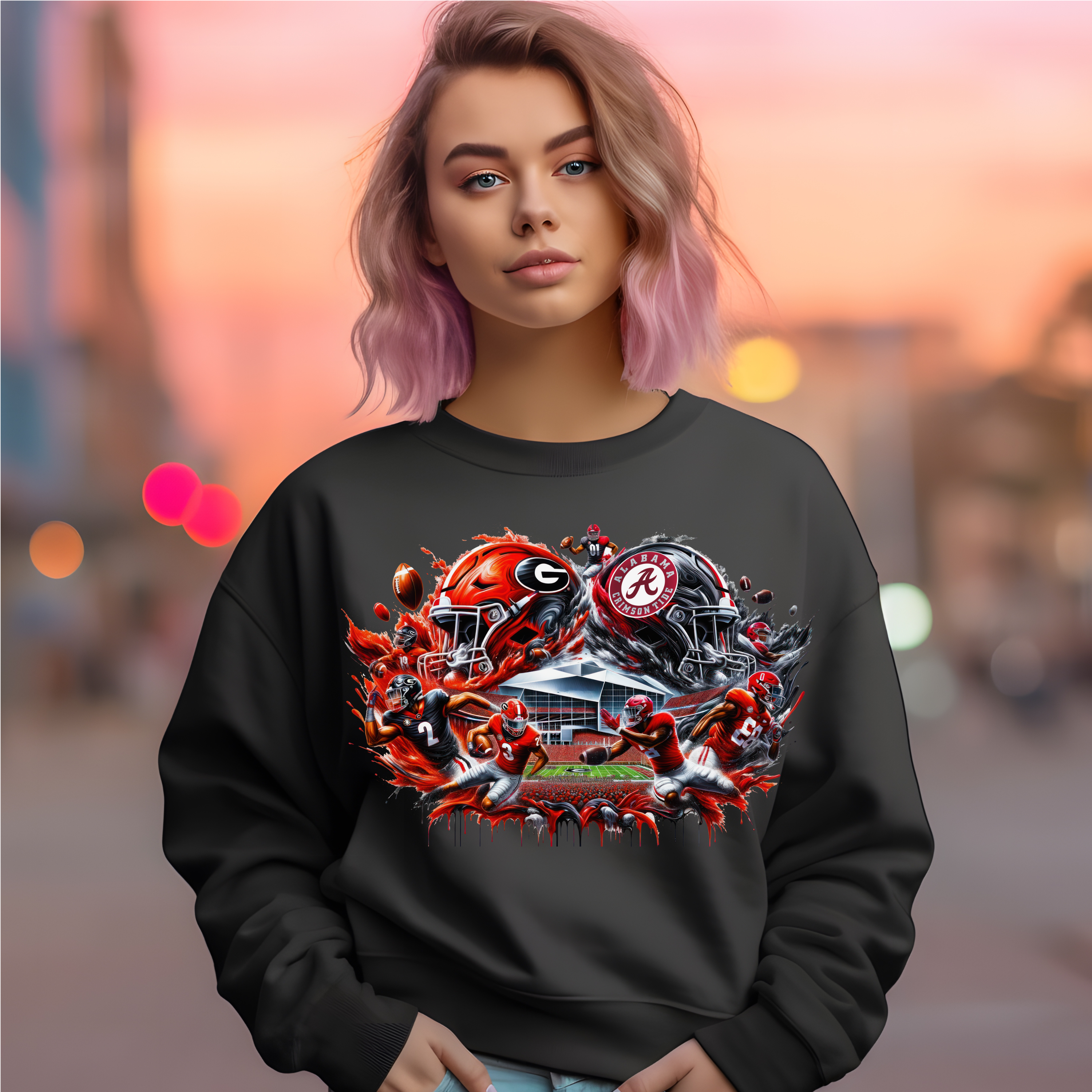 GA VS AL SEC Womens Black Crewneck