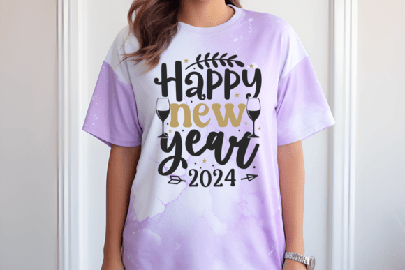 Happy New Year 2024 Tie Dyed Purple and white