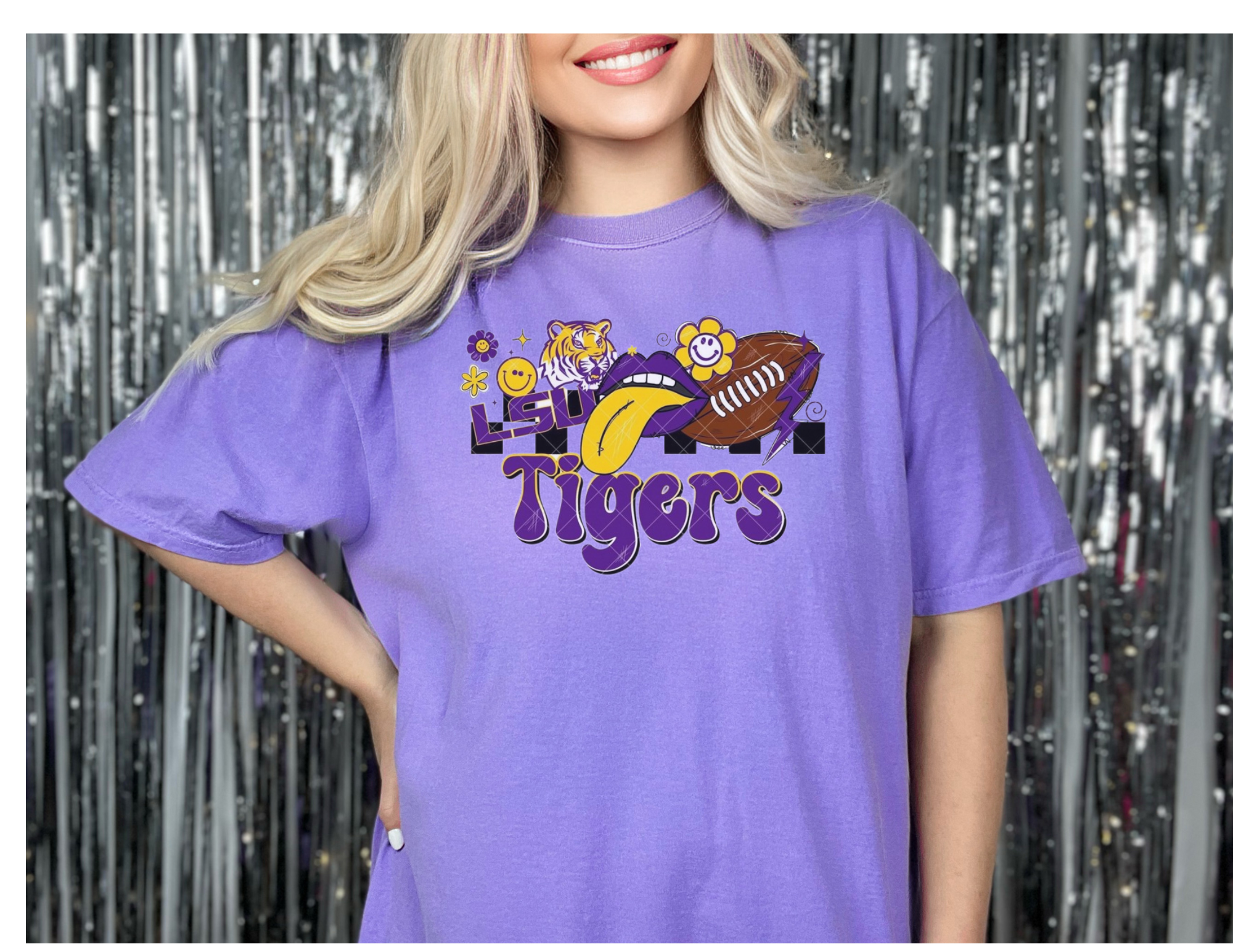 LSU Tigers with football