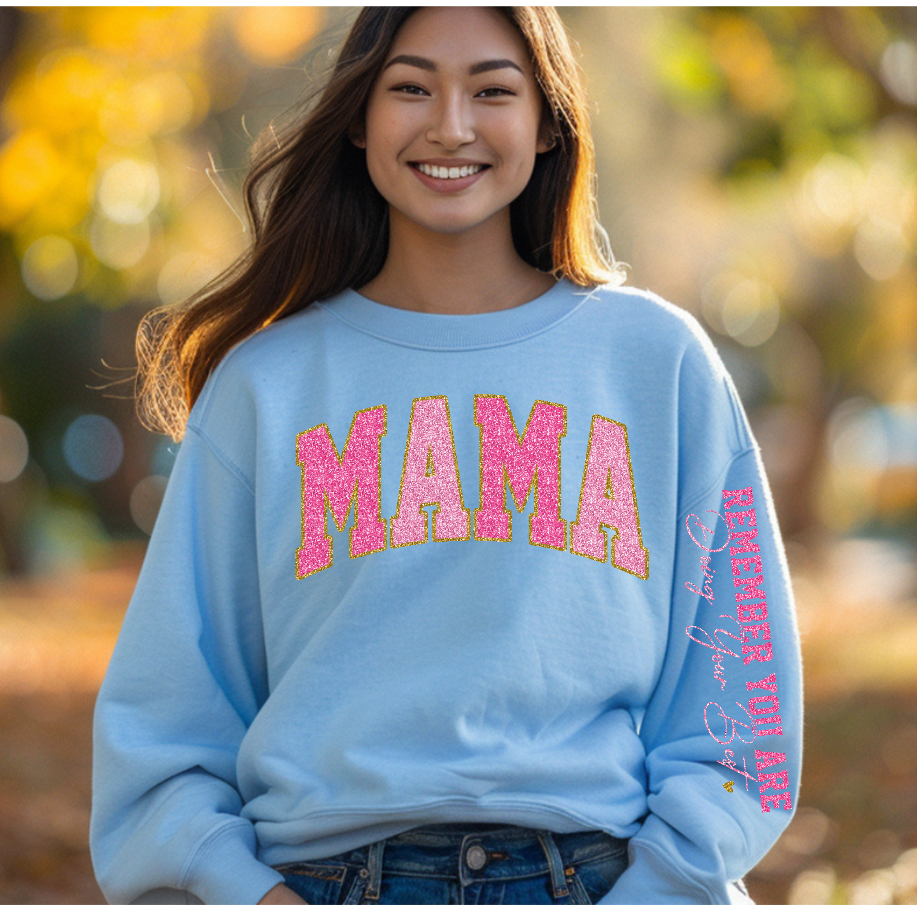 Faux Glitter MAMA with Sleeve