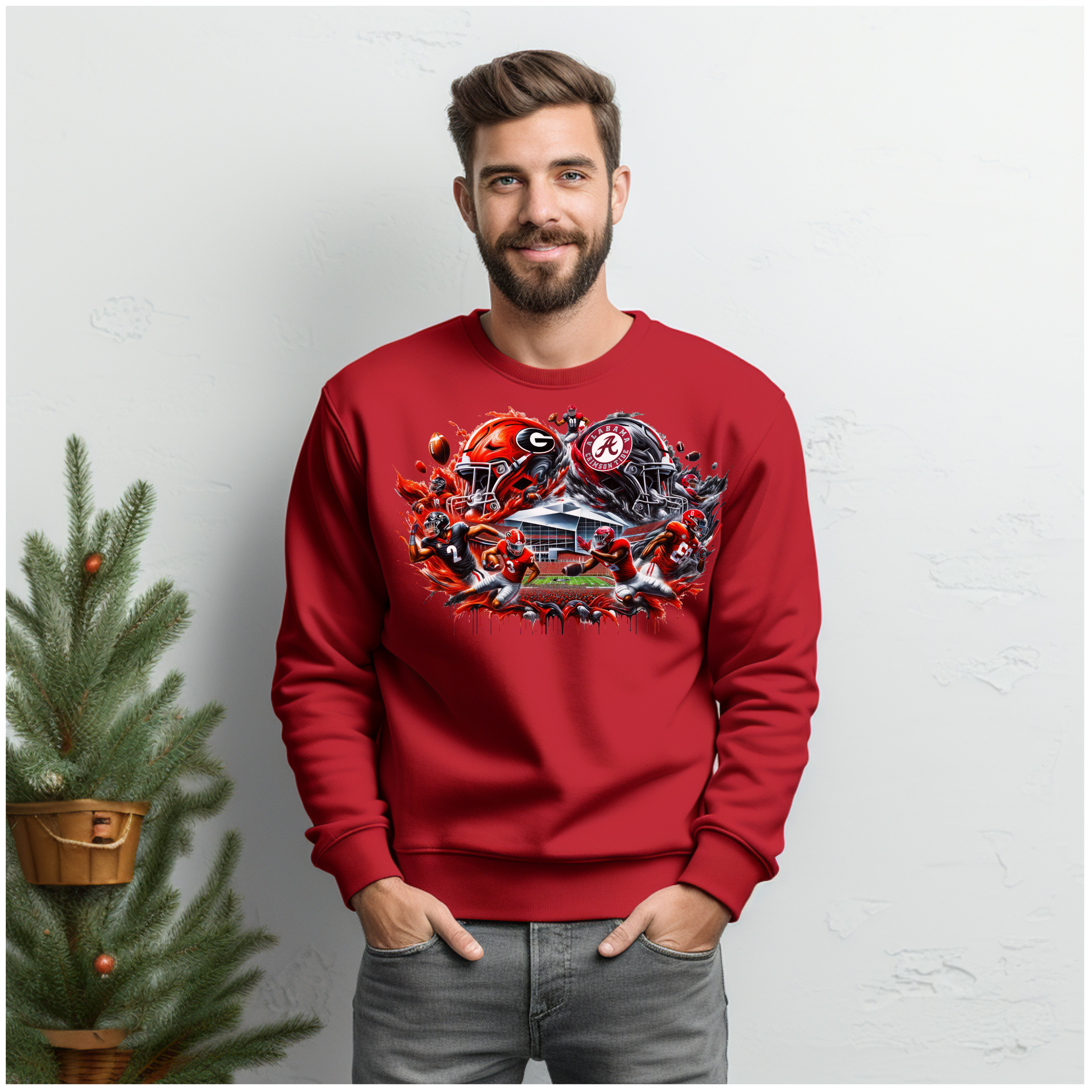 GA VS AL SEC Men's Red Crewneck