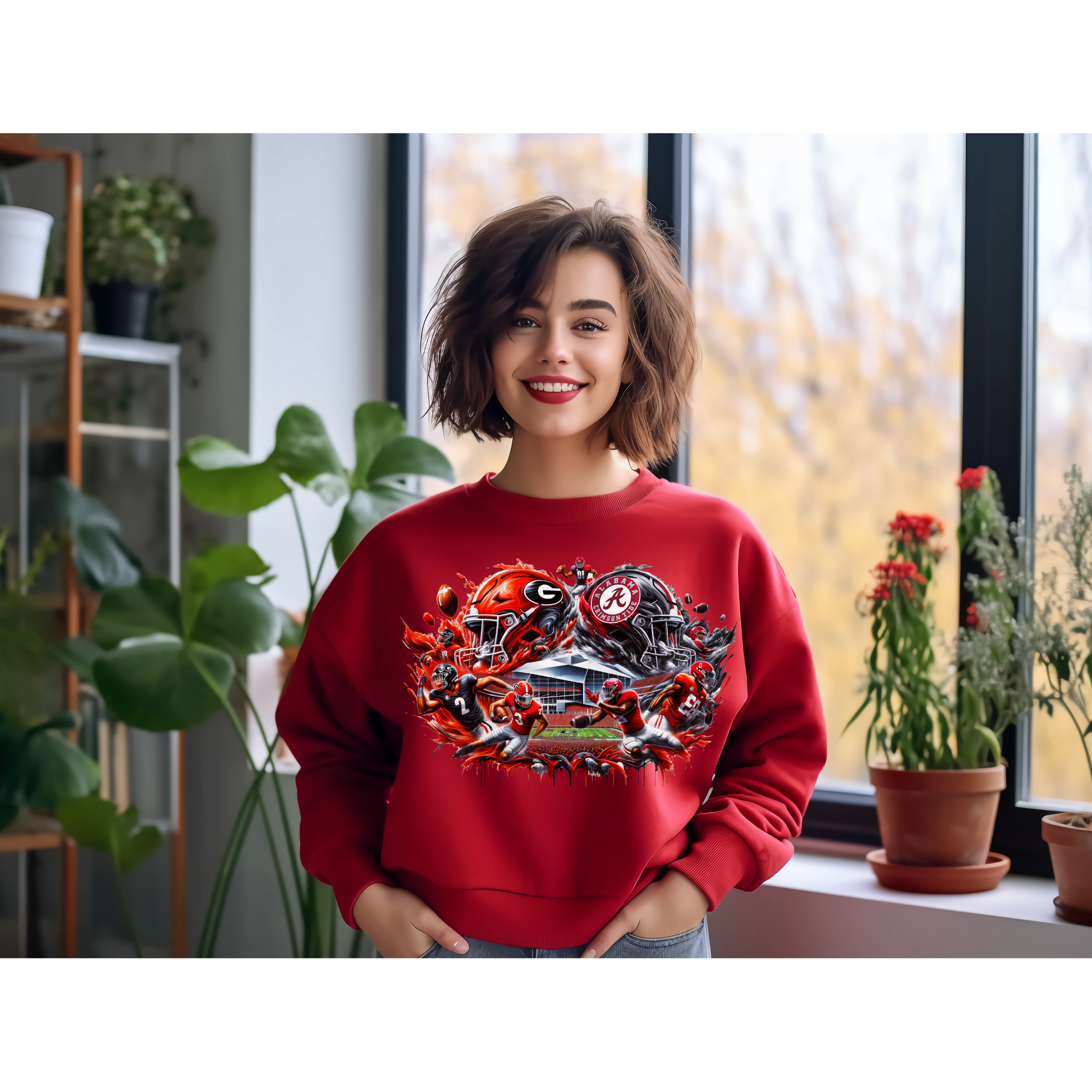 GA VS AL SEC Womens Red Crewneck